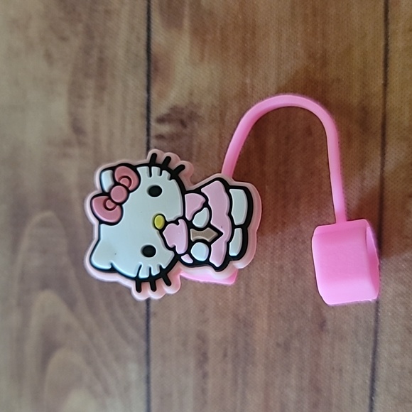 Kitty Cat with Icecream Silicone 10mm / 0.4 in Straw Topper Cap Accessory - Picture 3 of 3